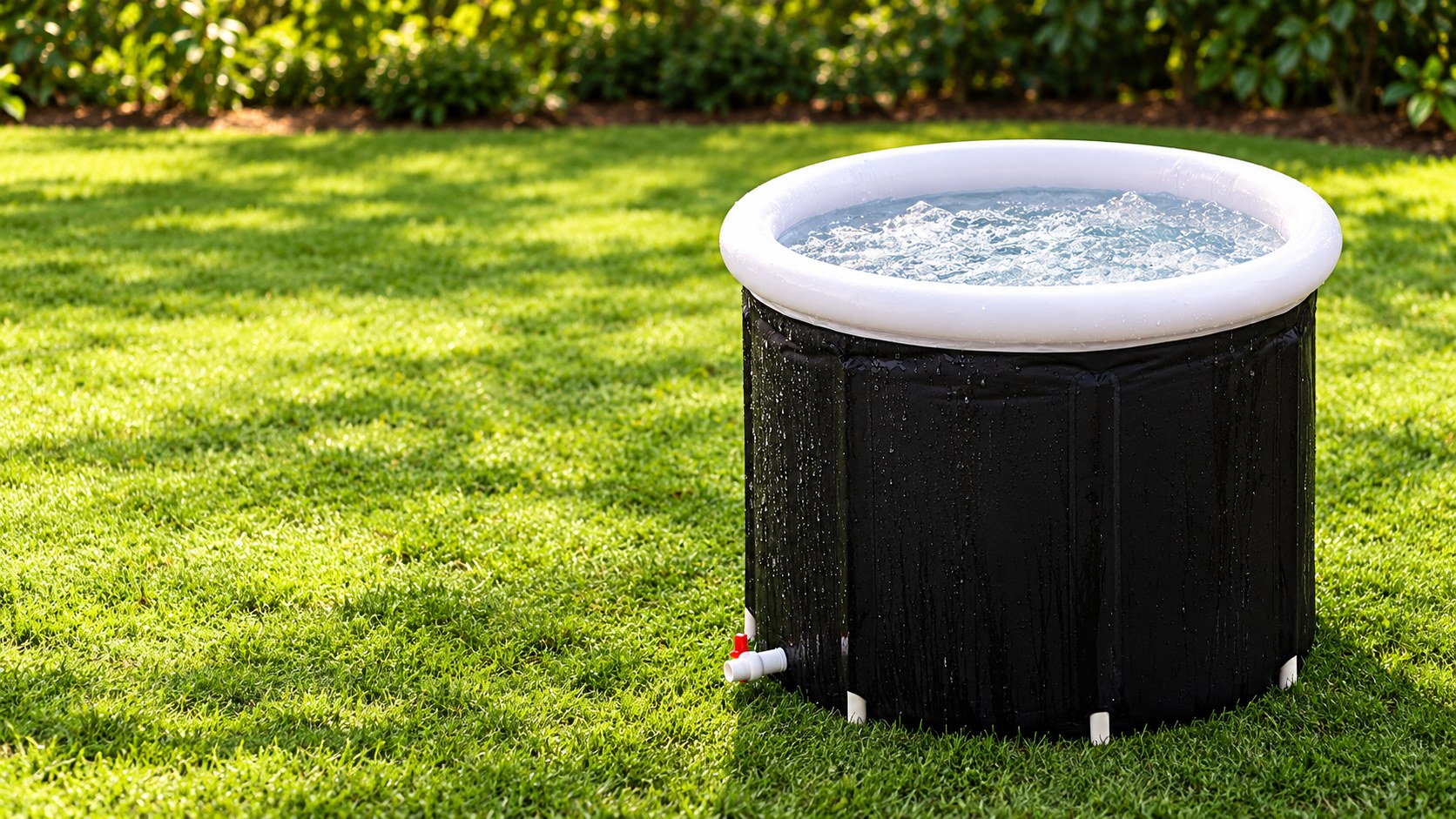 Black inflatable spa with a white rim outdoorsslider_item_1